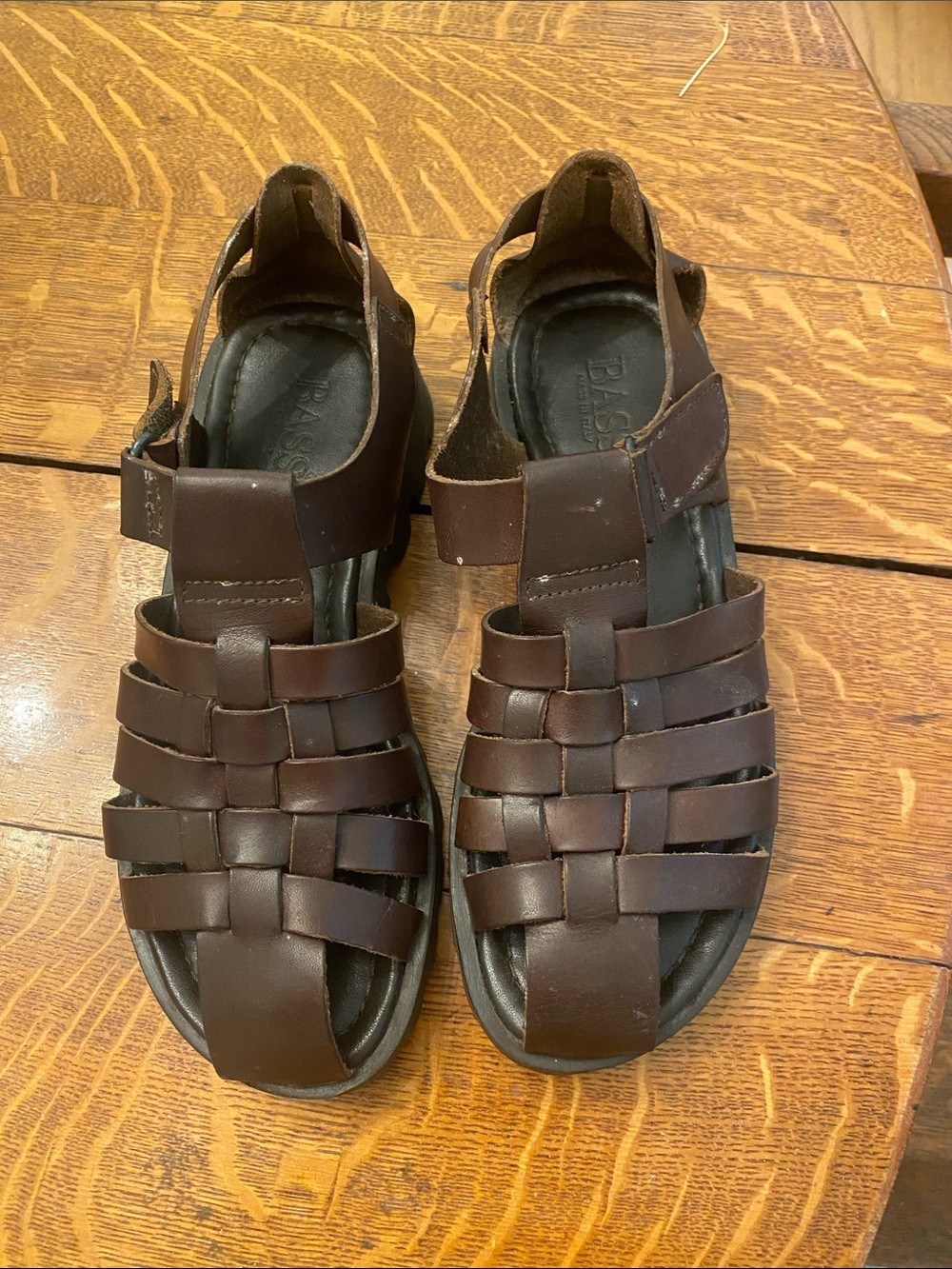 G.H. Bass & Co. Brown Woven Leather Fisherman Sandals